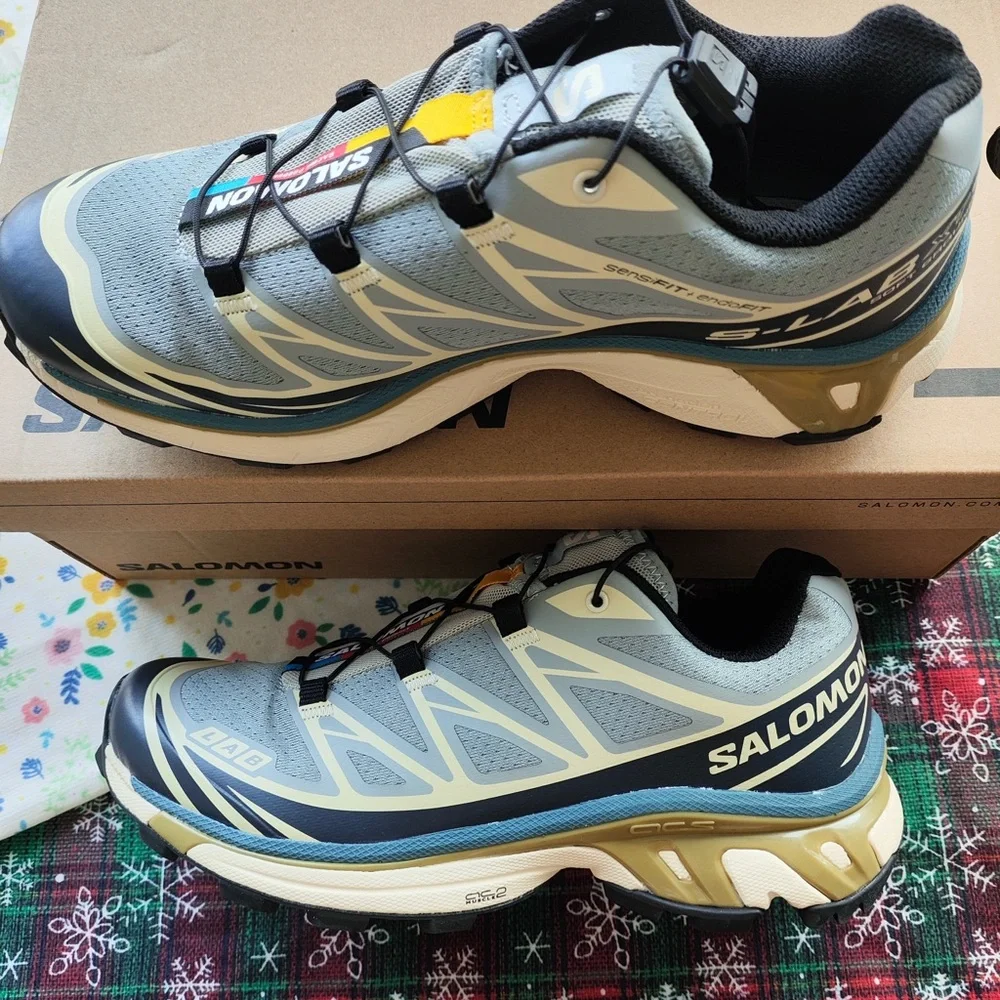 Salomon Men’s Gray, Blue & Cream Trail Sneakers